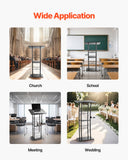 Aroma Diffusers: VEVOR Podium Stand, 1180 mm Metal Lectern, Curved Standing Podium  with Wide Reading Surface, Open Storage Compartment, Book Stopper, Cup Holder, for Classroom, Wedding, Conference, Speech, Concert