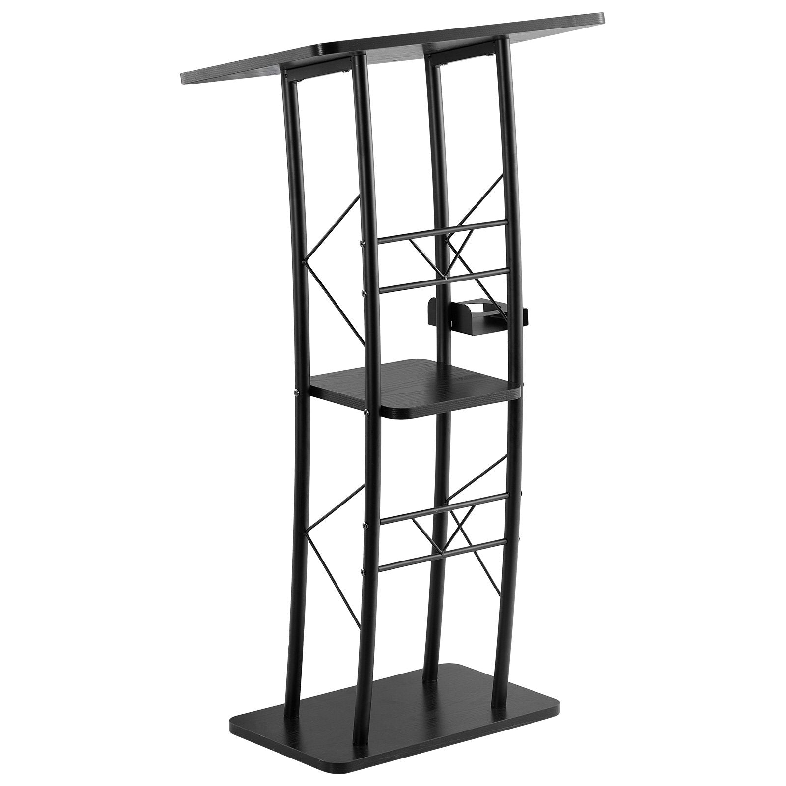 Aroma Diffusers: VEVOR Podium Stand, 1180 mm Metal Lectern, Curved Standing Podium  with Wide Reading Surface, Open Storage Compartment, Book Stopper, Cup Holder, for Classroom, Wedding, Conference, Speech, Concert