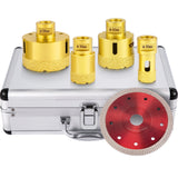 Saw Accessories: VEVOR Diamond Drill Bits 4PCS Diamond Hole Saw 25/35/50/68mm Tile Hole Saw Kit Vacuum Brazed Diamond Drill Bit 0.59in/15mm Segment Tile Hole Saw w Storage Case for Tile Ceramic Porcelain Marble Stone