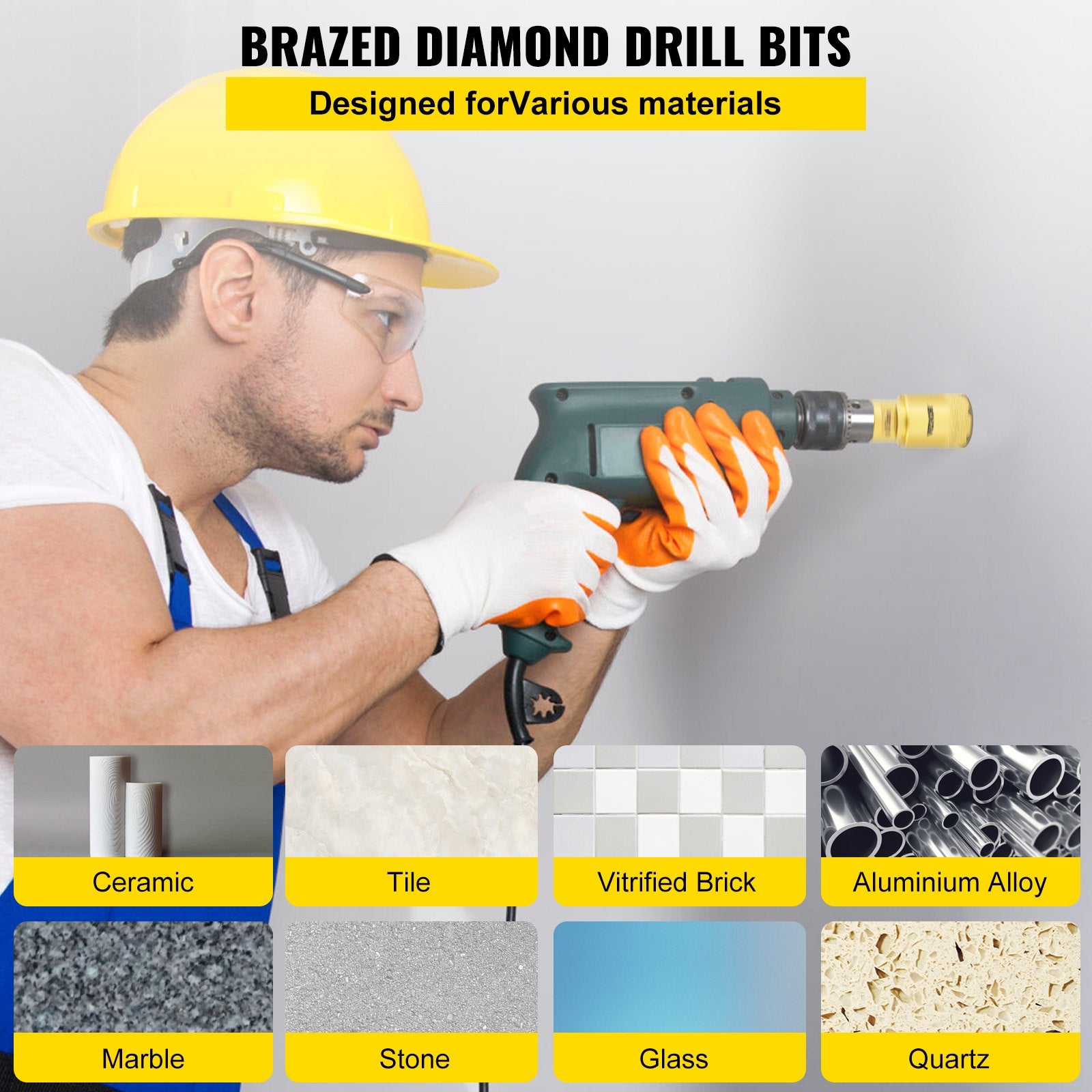 Saw Accessories: VEVOR Diamond Drill Bits 4PCS Diamond Hole Saw 25/35/50/68mm Tile Hole Saw Kit Vacuum Brazed Diamond Drill Bit 0.59in/15mm Segment Tile Hole Saw w Storage Case for Tile Ceramic Porcelain Marble Stone
