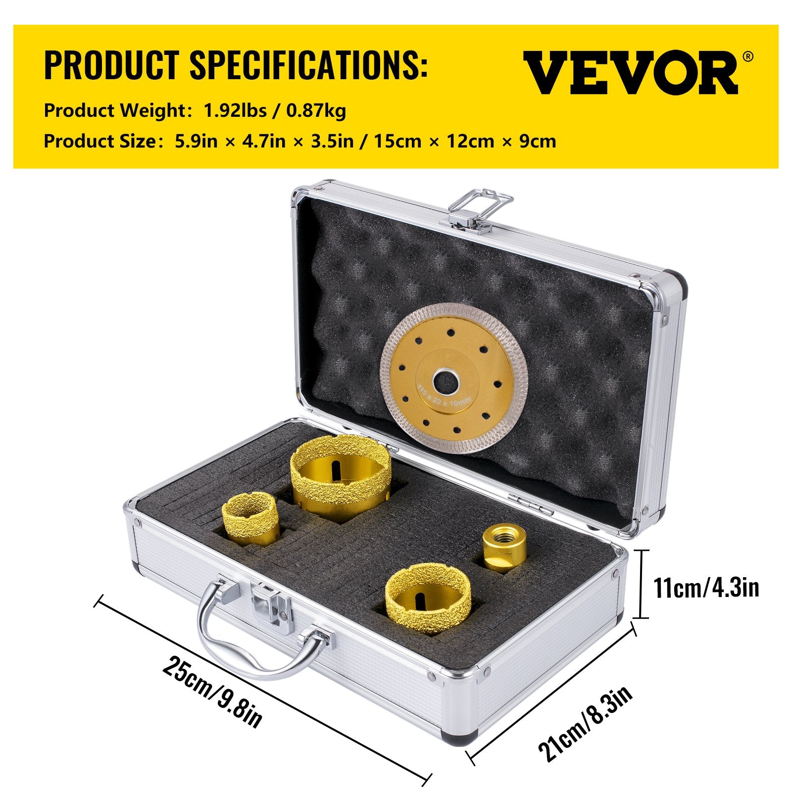 Saw Accessories: VEVOR Diamond Drill Bits 4PCS Diamond Hole Saw 25/35/50/68mm Tile Hole Saw Kit Vacuum Brazed Diamond Drill Bit 0.59in/15mm Segment Tile Hole Saw w Storage Case for Tile Ceramic Porcelain Marble Stone