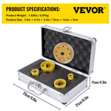 Saw Accessories: VEVOR Diamond Drill Bits 4PCS Diamond Hole Saw 25/35/50/68mm Tile Hole Saw Kit Vacuum Brazed Diamond Drill Bit 0.59in/15mm Segment Tile Hole Saw w Storage Case for Tile Ceramic Porcelain Marble Stone