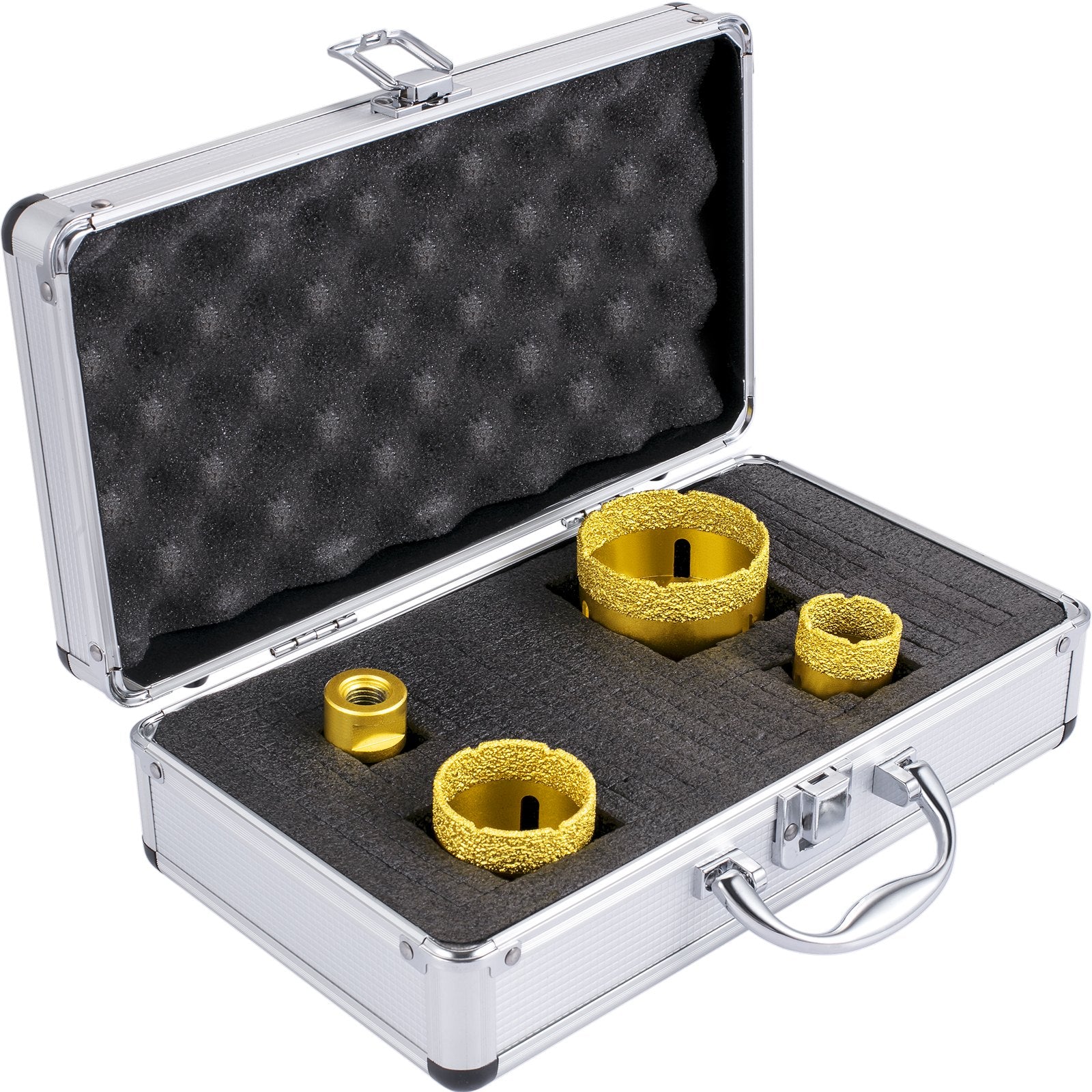 Saw Accessories: VEVOR Diamond Drill Bits 4PCS Diamond Hole Saw 25/35/50/68mm Tile Hole Saw Kit Vacuum Brazed Diamond Drill Bit 0.59in/15mm Segment Tile Hole Saw w Storage Case for Tile Ceramic Porcelain Marble Stone