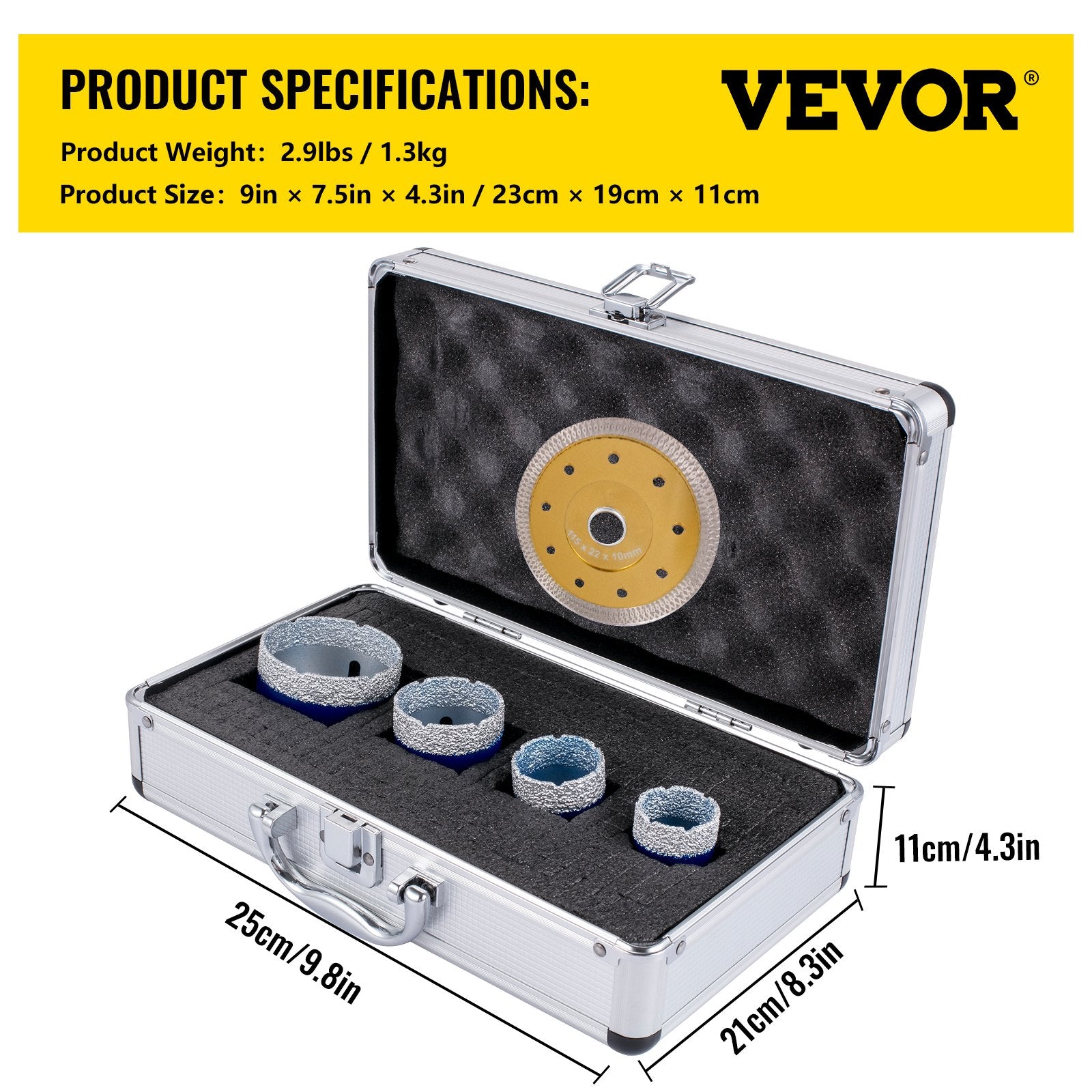 Saw Accessories: VEVOR Diamond Drill Bits 4PCS Diamond Hole Saw 35/40/50/68mm Tile Hole Saw Kit Vacuum Brazed Diamond Drill Bit 0.59in/15mm Segment Tile Hole Saw w Storage Case for Tile Ceramic Porcelain Marble Stone