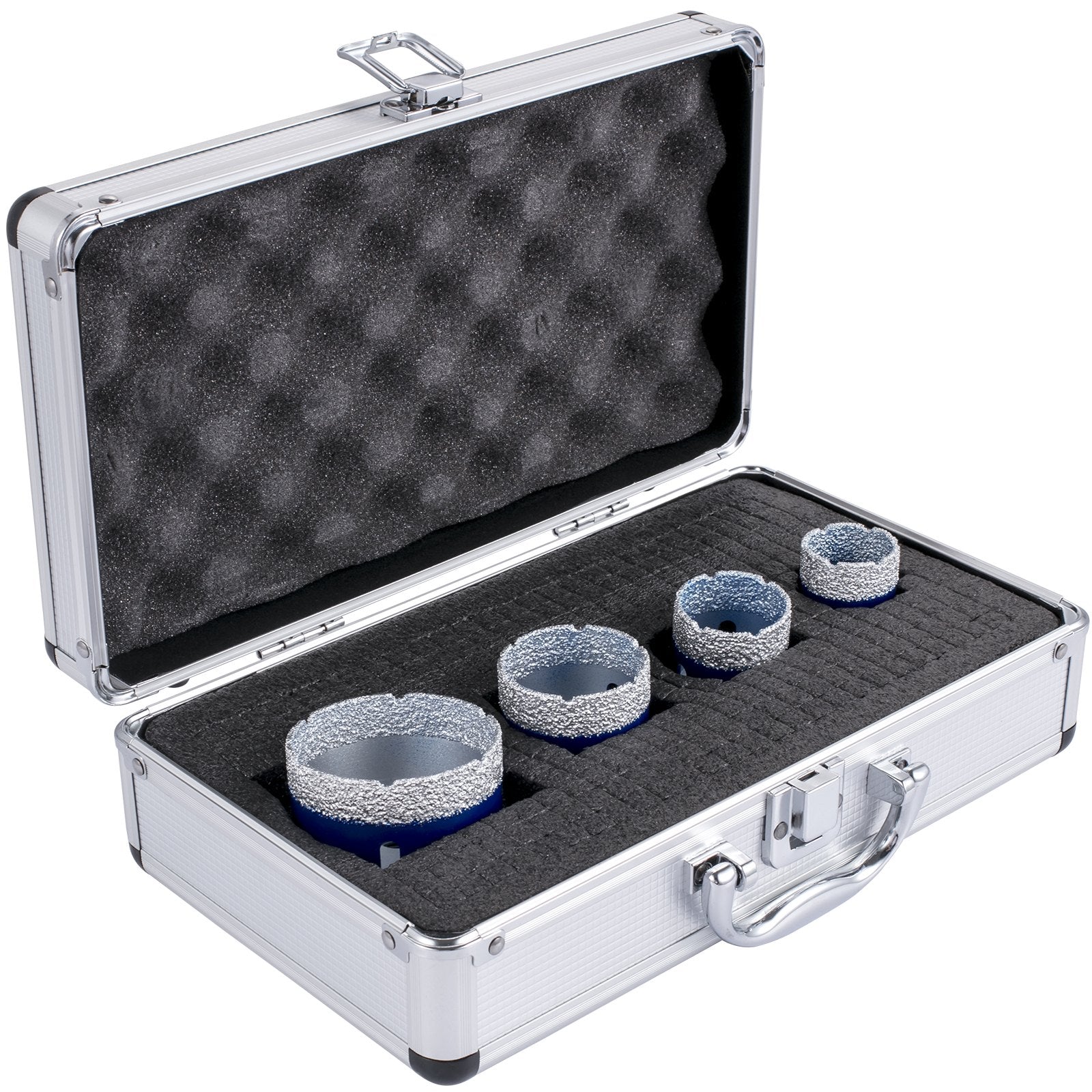 Saw Accessories: VEVOR Diamond Drill Bits 4PCS Diamond Hole Saw 35/40/50/68mm Tile Hole Saw Kit Vacuum Brazed Diamond Drill Bit 0.59in/15mm Segment Tile Hole Saw w Storage Case for Tile Ceramic Porcelain Marble Stone