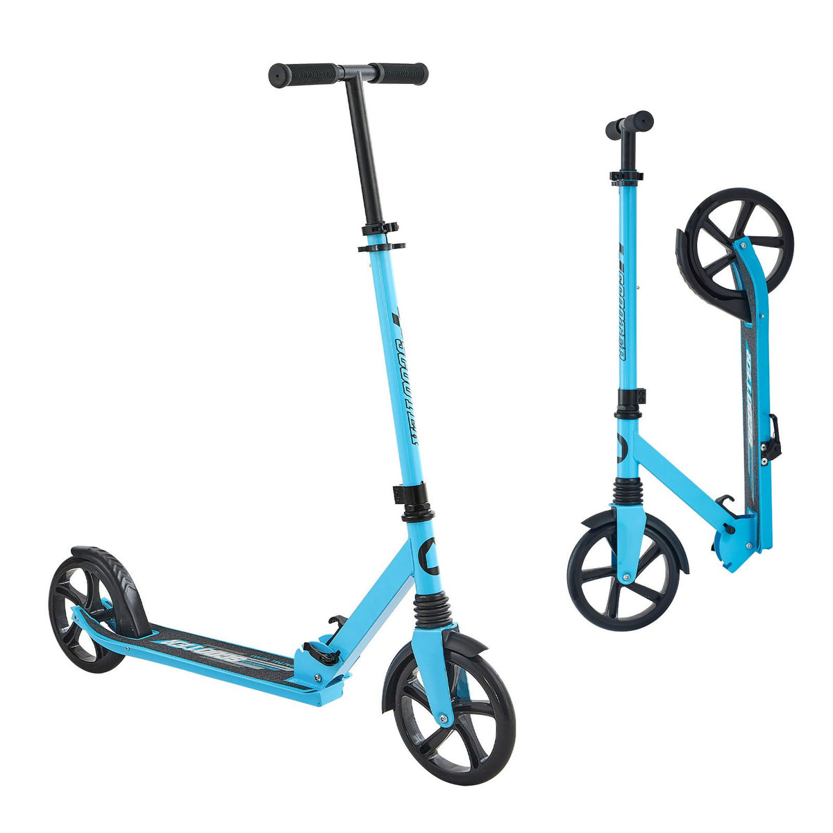 Kick Scooter for Kids Ages 8+, Teens & Adults, 2-Wheel Toddler Scooter with Adjustable Height Handlebar, Wide Anti-Slip Deck, Foldable Lightweight for Boys & Girls up to 99.8 kg, Blue + Black