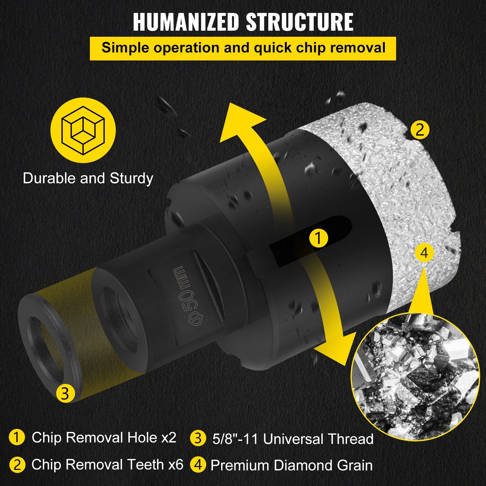 Saw Accessories: VEVOR Diamond Drill Bits 6PCS Diamond Hole Saw 20/35/40/50/55/68mm Tile Hole Saw Kit Vacuum Brazed Diamond Drill Bit 0.59in/15mm Segment Tile Hole Saw w Storage Case for Tile Ceramic Porcelain Marble