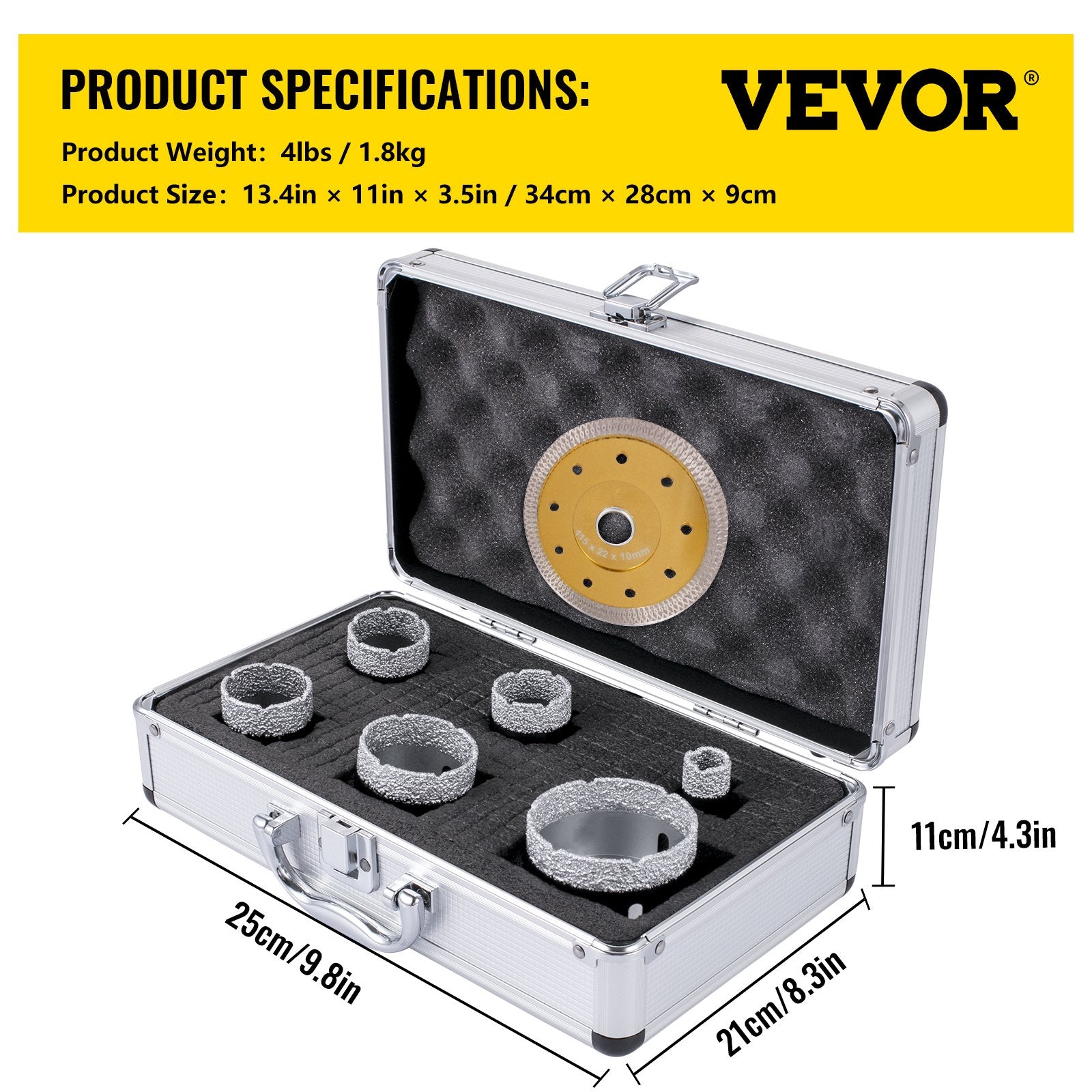 Saw Accessories: VEVOR Diamond Drill Bits 6PCS Diamond Hole Saw 20/35/40/50/55/68mm Tile Hole Saw Kit Vacuum Brazed Diamond Drill Bit 0.59in/15mm Segment Tile Hole Saw w Storage Case for Tile Ceramic Porcelain Marble