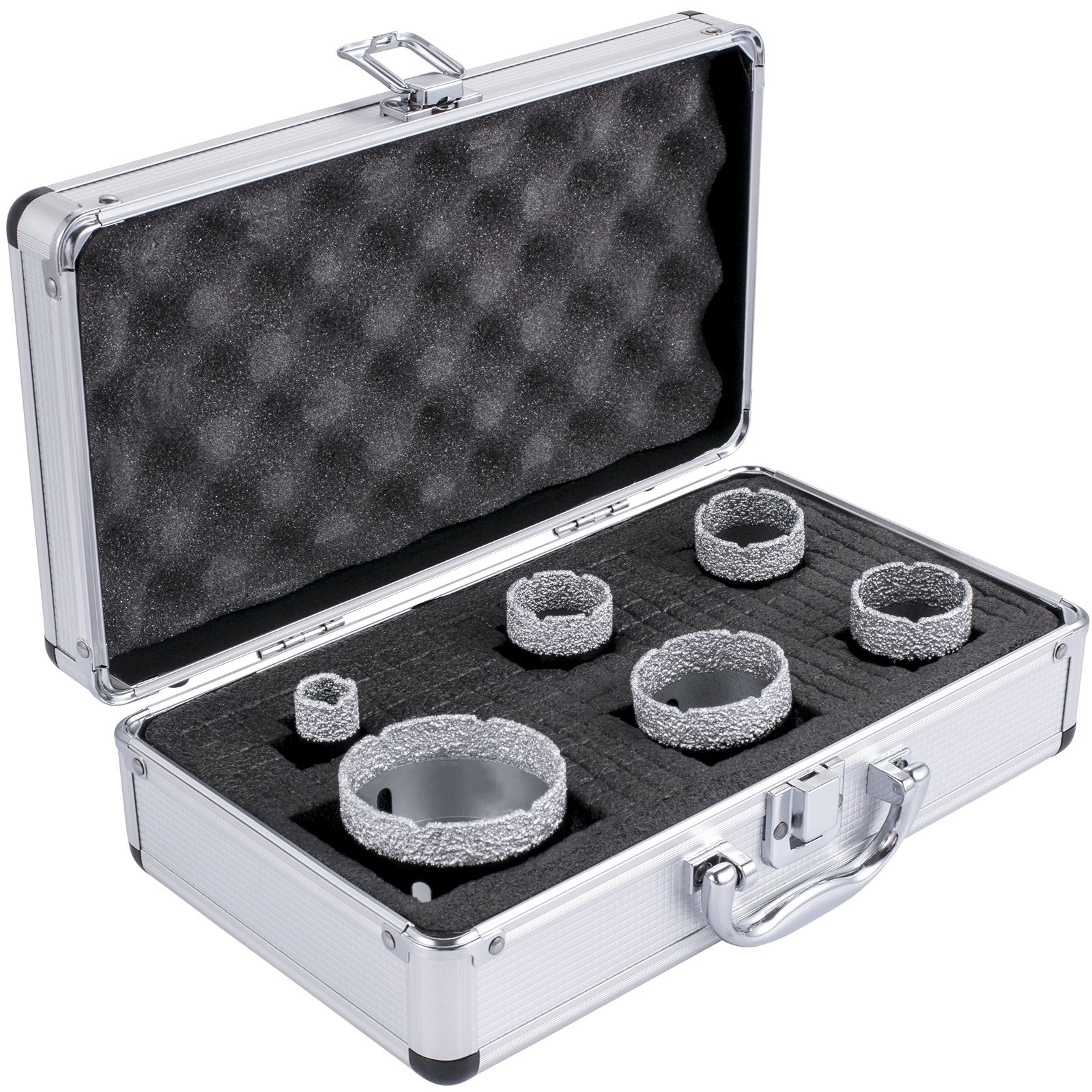 Saw Accessories: VEVOR Diamond Drill Bits 6PCS Diamond Hole Saw 20/35/40/50/55/68mm Tile Hole Saw Kit Vacuum Brazed Diamond Drill Bit 0.59in/15mm Segment Tile Hole Saw w Storage Case for Tile Ceramic Porcelain Marble