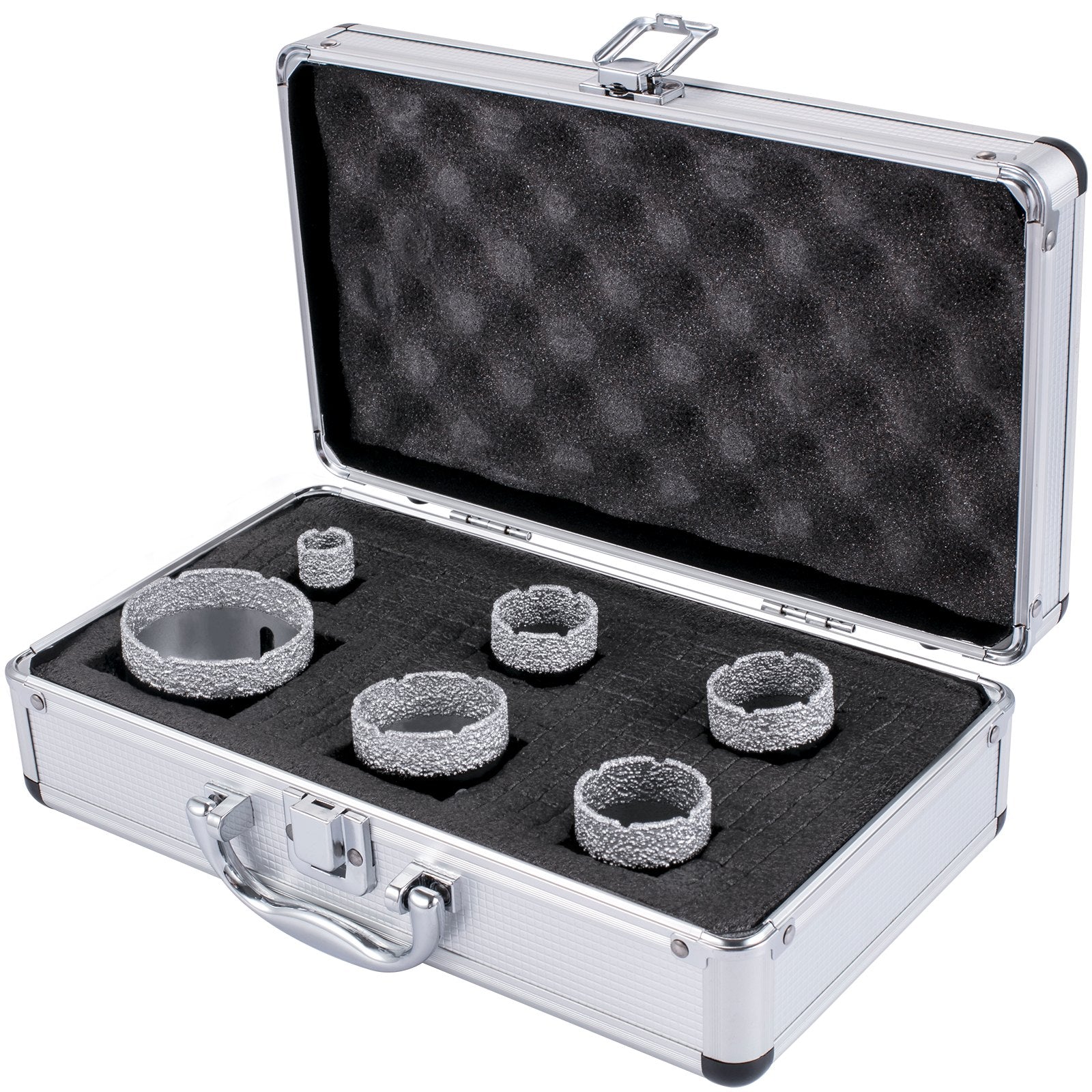 Saw Accessories: VEVOR Diamond Drill Bits 6PCS Diamond Hole Saw 20/35/40/50/55/68mm Tile Hole Saw Kit Vacuum Brazed Diamond Drill Bit 0.59in/15mm Segment Tile Hole Saw w Storage Case for Tile Ceramic Porcelain Marble