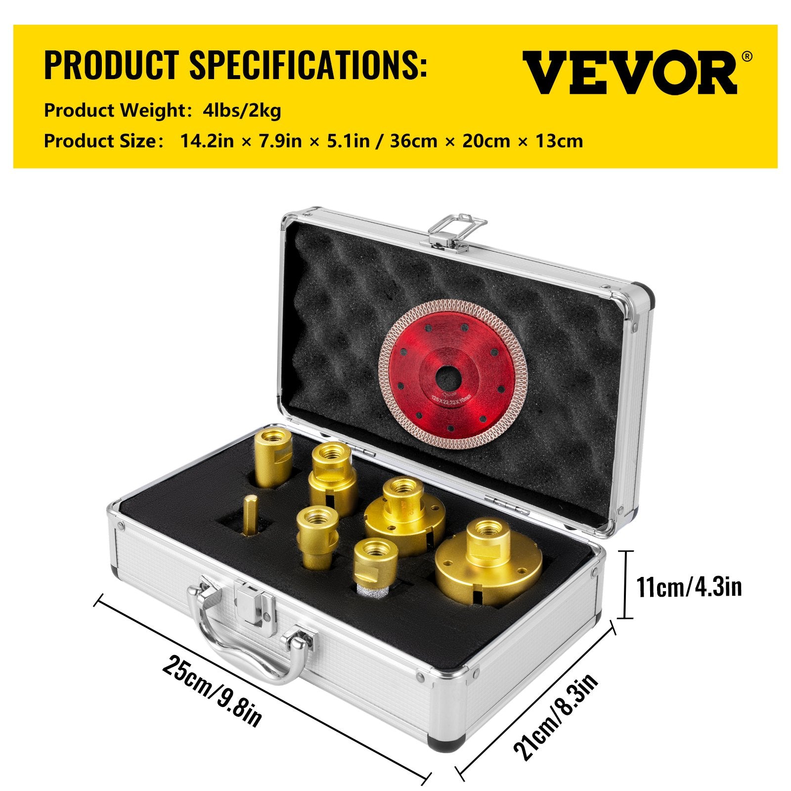 Diamond Drill Bits 7PCS Diamond Hole Saw 20/27/35/55/68mmTile Hole Saw Kit Vacuum Brazed Diamond Drill Bit 0.59in/15mm Segment Tile Hole Saw w Storage Case for Tile Ceramic Porcelain Marble