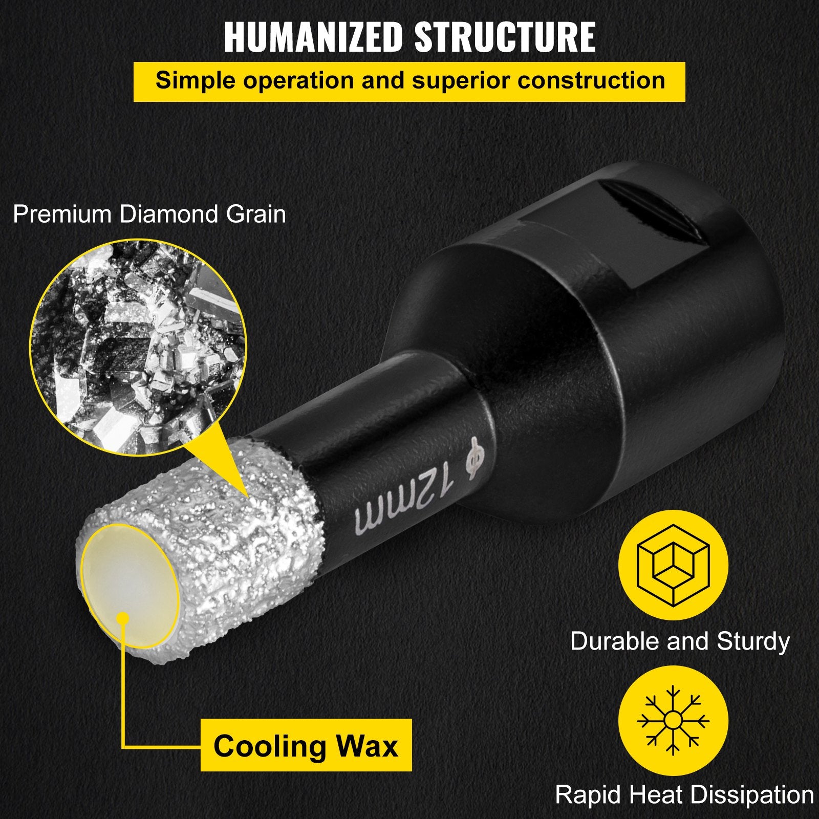Drill & Screwdriver Accessories: VEVOR Diamond Drill Bits 7PCS Diamond Hole Saw 6/6/8/8/10/12/14mm Tile Hole Saw Kit Vacuum Brazed Diamond Drill Bit 0.59in/15mm Segment Tile Hole Saw w Storage Case for Tile Ceramic Porcelain Marble