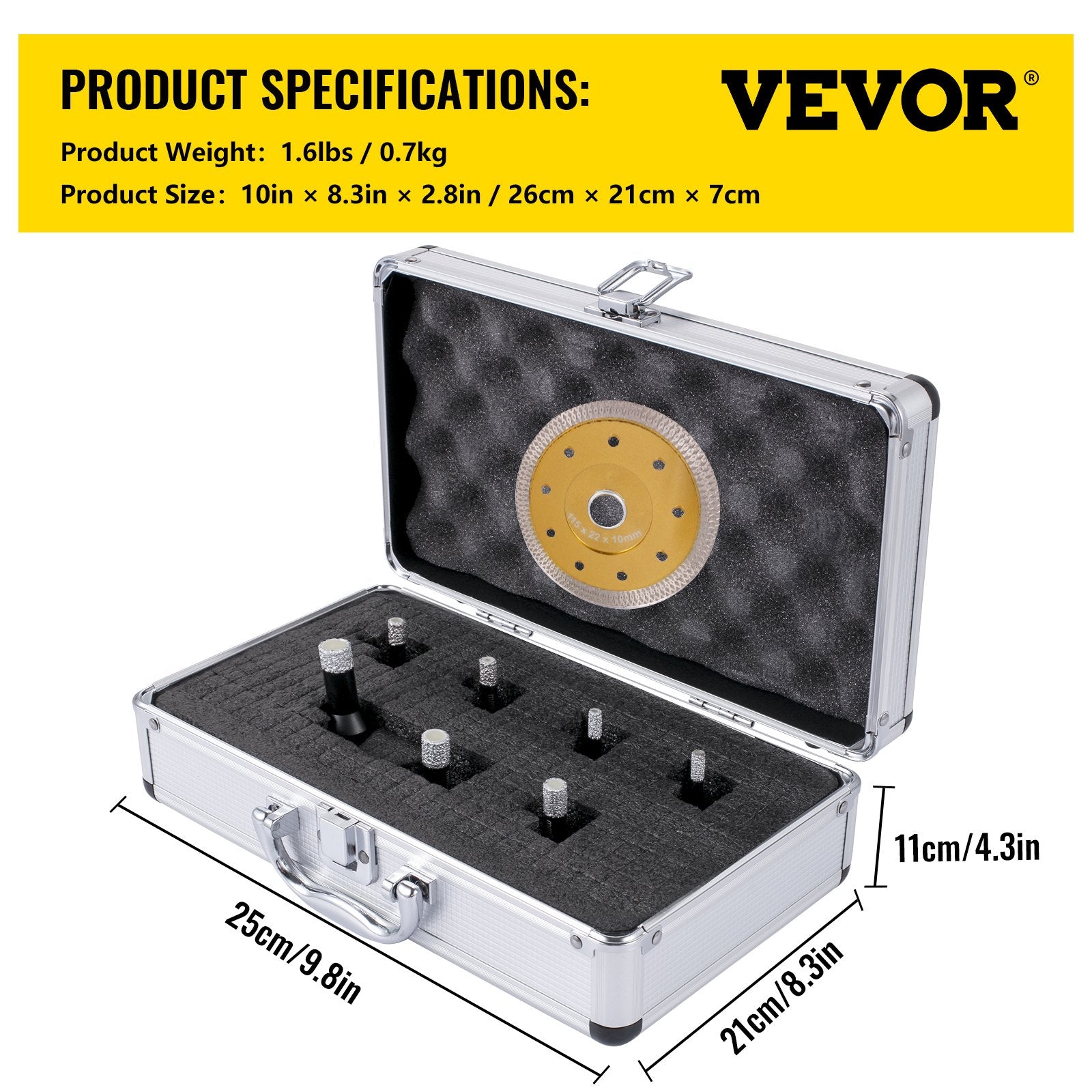 Drill & Screwdriver Accessories: VEVOR Diamond Drill Bits 7PCS Diamond Hole Saw 6/6/8/8/10/12/14mm Tile Hole Saw Kit Vacuum Brazed Diamond Drill Bit 0.59in/15mm Segment Tile Hole Saw w Storage Case for Tile Ceramic Porcelain Marble