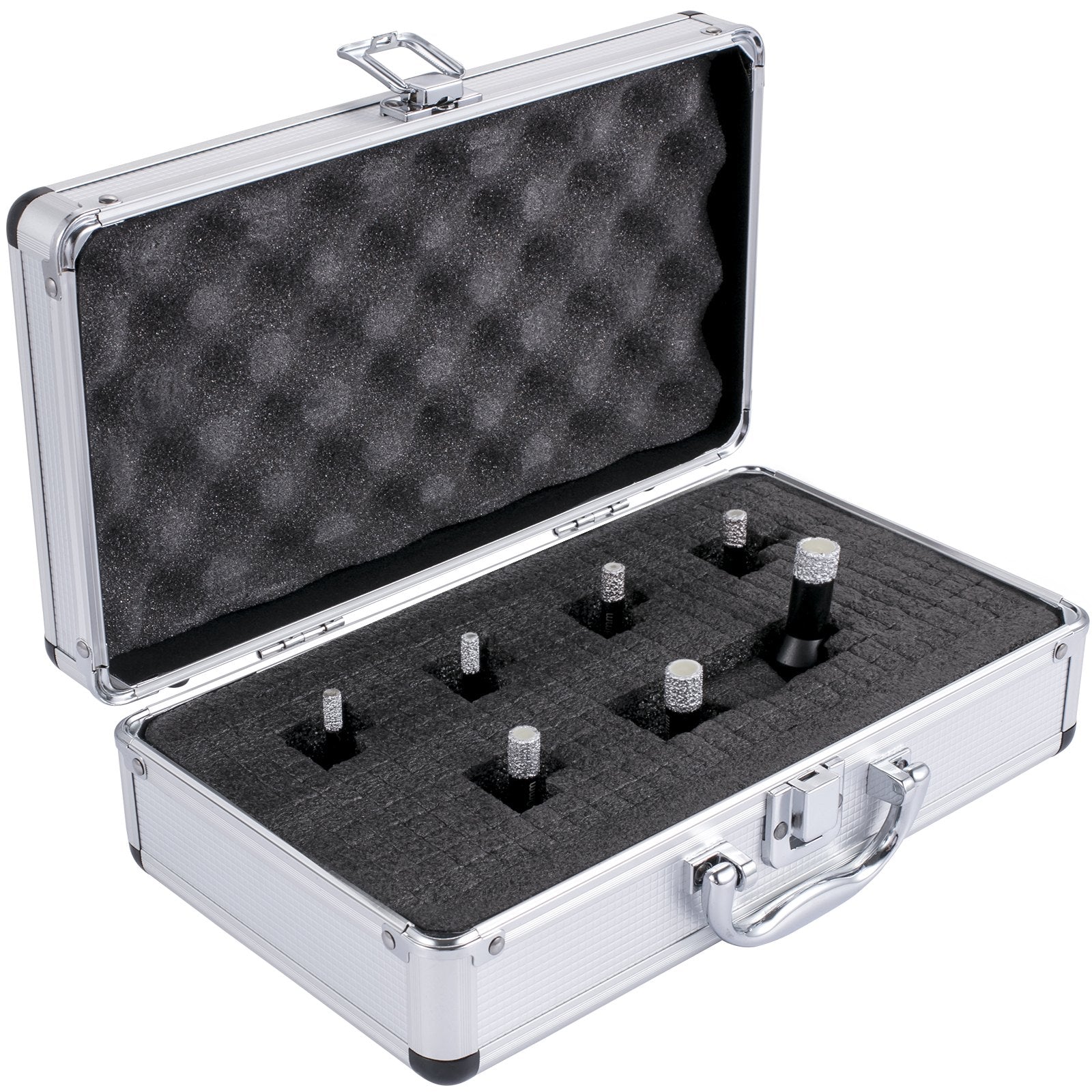 Drill & Screwdriver Accessories: VEVOR Diamond Drill Bits 7PCS Diamond Hole Saw 6/6/8/8/10/12/14mm Tile Hole Saw Kit Vacuum Brazed Diamond Drill Bit 0.59in/15mm Segment Tile Hole Saw w Storage Case for Tile Ceramic Porcelain Marble