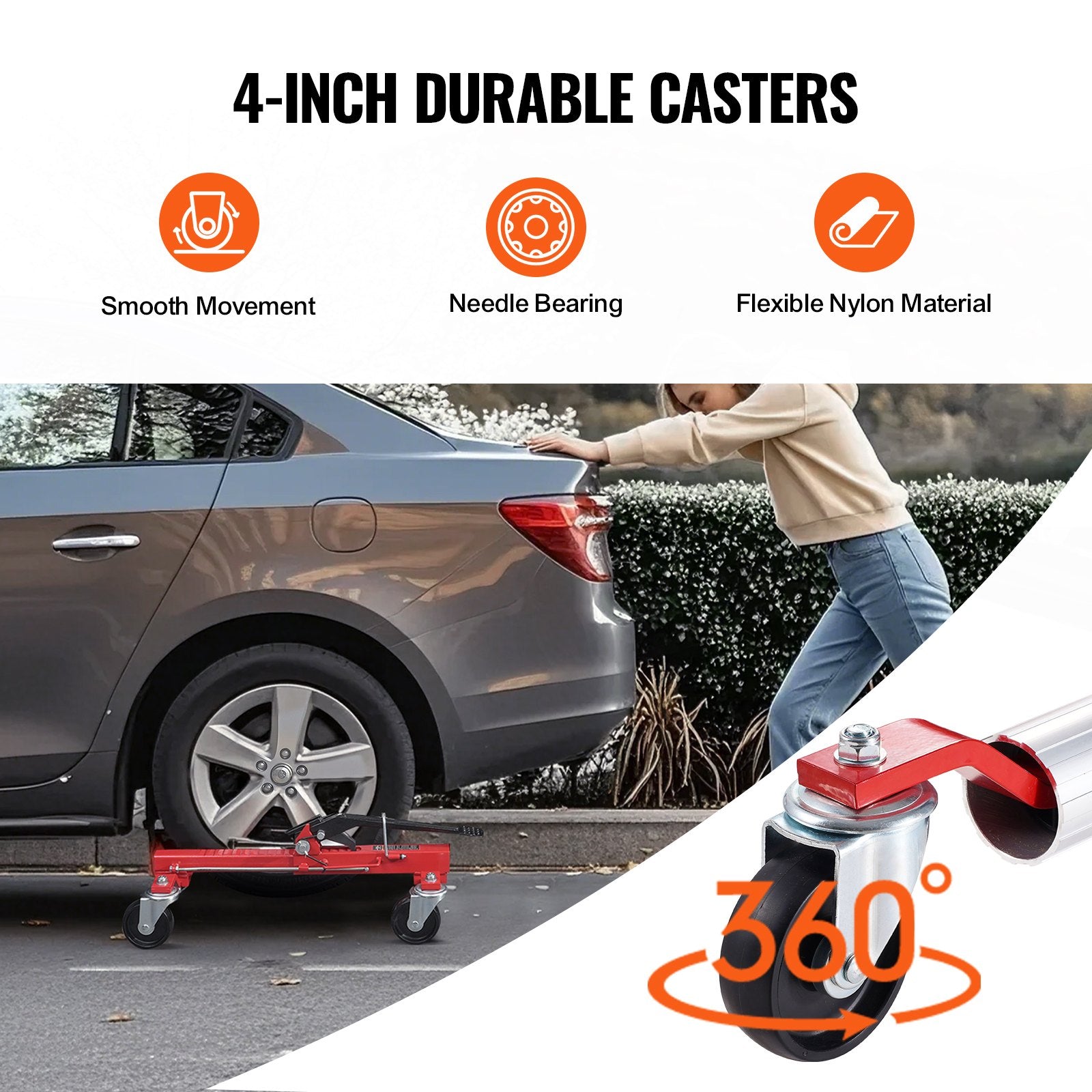 Side Tables: VEVOR Wheel Dolly, Max Capacity 1500 Lbs Car Dolly, Car Jack Dolly Lifter with 360° Rotatable Wheels, Heavy Duty Vehicle Positioning Ratchet Tire Jack, for Vehicle Car Auto Repair Moving