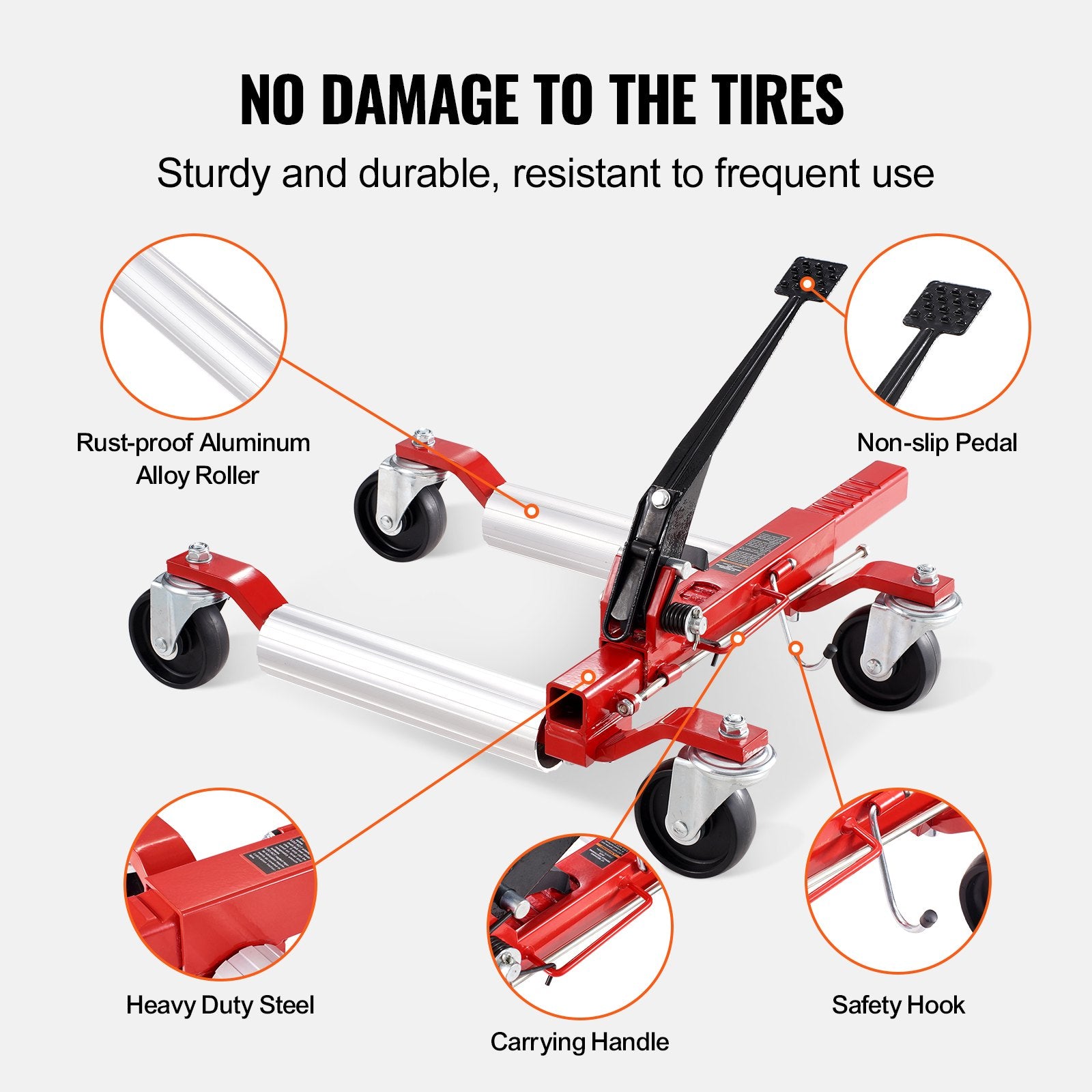 Side Tables: VEVOR Wheel Dolly, Max Capacity 1500 Lbs Car Dolly, Car Jack Dolly Lifter with 360° Rotatable Wheels, Heavy Duty Vehicle Positioning Ratchet Tire Jack, for Vehicle Car Auto Repair Moving