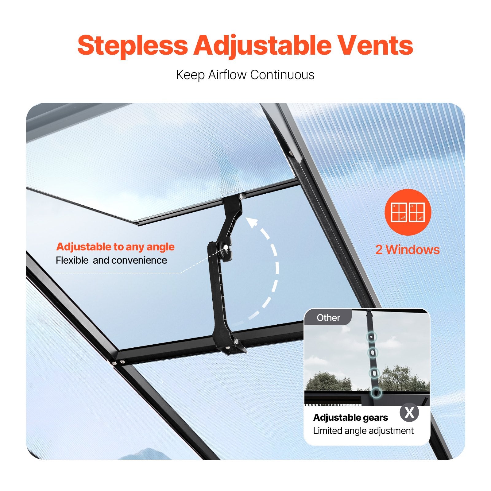 Greenhouses & Accessories: VEVOR Polycarbonate Greenhouse 8 x 14 Ft Outdoor Walk-in Greenhouse for Garden