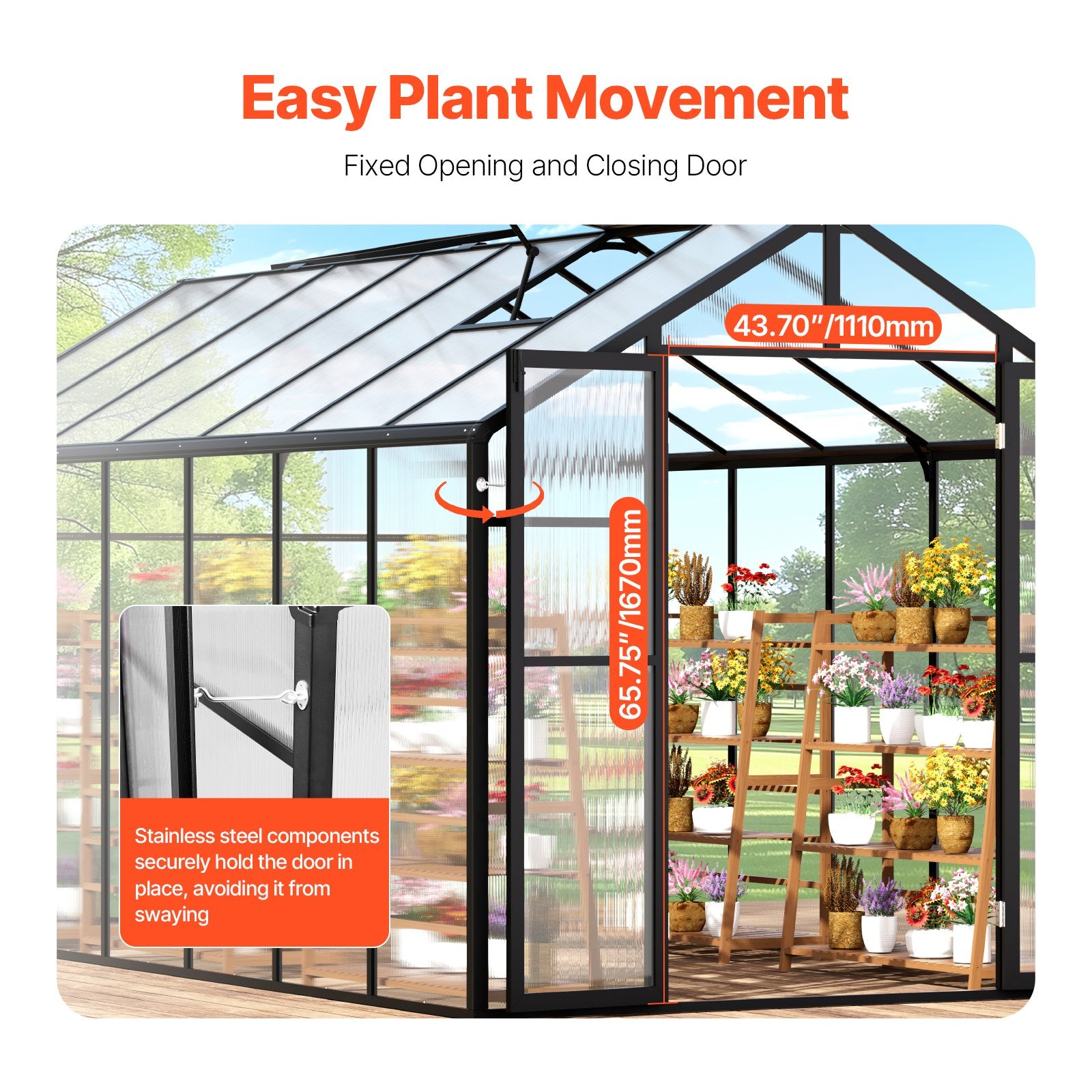 Greenhouses & Accessories: VEVOR Polycarbonate Greenhouse 8 x 14 Ft Outdoor Walk-in Greenhouse for Garden