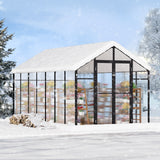 Greenhouses & Accessories: VEVOR Polycarbonate Greenhouse 8 x 14 Ft Outdoor Walk-in Greenhouse for Garden