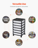 Kitchen & Dining Trolleys: Scrapbook Rolling Storage Cart 6-Tier Large Capacity with 6 Clear Cases Black