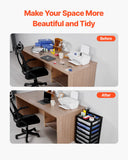 Kitchen & Dining Trolleys: Scrapbook Rolling Storage Cart 6-Tier Large Capacity with 6 Clear Cases Black