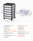 Kitchen & Dining Trolleys: Scrapbook Rolling Storage Cart 6-Tier Large Capacity with 6 Clear Cases Black