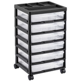 Kitchen & Dining Trolleys: Scrapbook Rolling Storage Cart 6-Tier Large Capacity with 6 Clear Cases Black