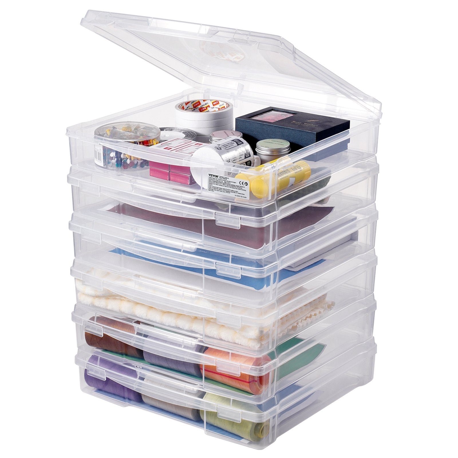 Storage Boxes: Scrapbook Paper Storage 6 Pack Stackable Plastic Board Game Boxes Clear Case