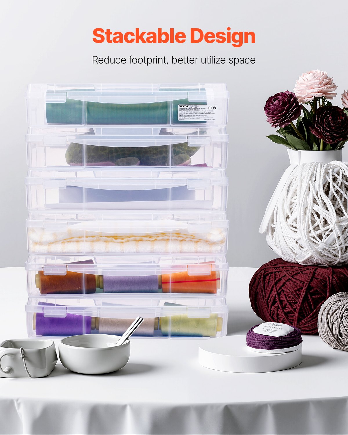Storage Boxes: Scrapbook Paper Storage 6 Pack Stackable Plastic Board Game Boxes Clear Case