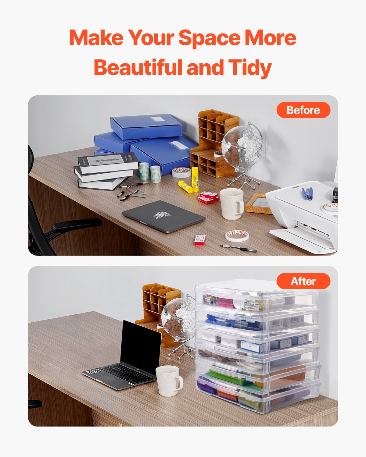 Storage Boxes: Scrapbook Paper Storage 6 Pack Stackable Plastic Board Game Boxes Clear Case