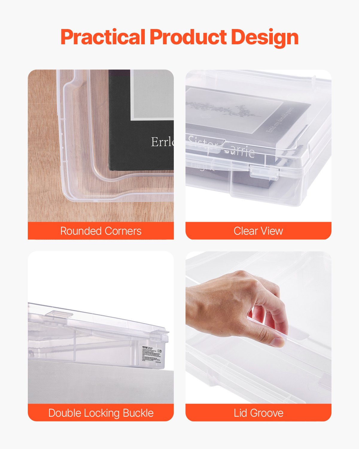 Storage Boxes: Scrapbook Paper Storage 4 Pack Stackable Plastic Board Game Boxes Clear Case