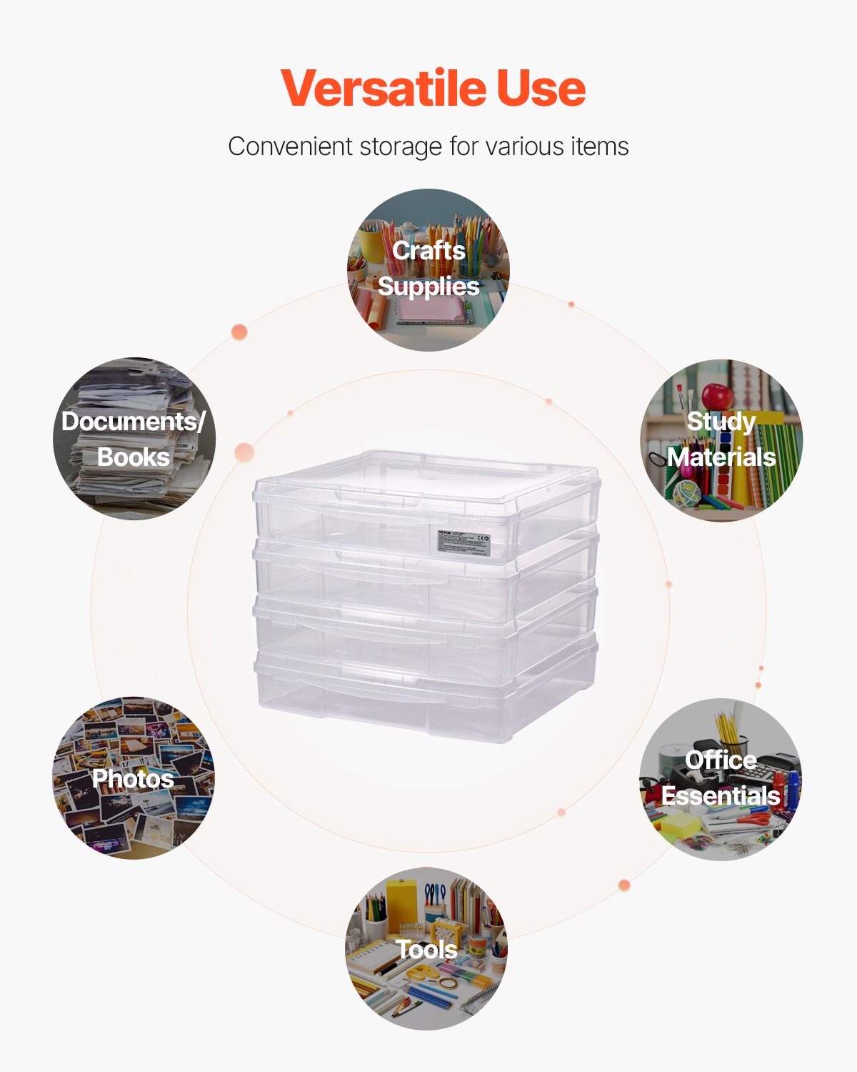Storage Boxes: Scrapbook Paper Storage 4 Pack Stackable Plastic Board Game Boxes Clear Case