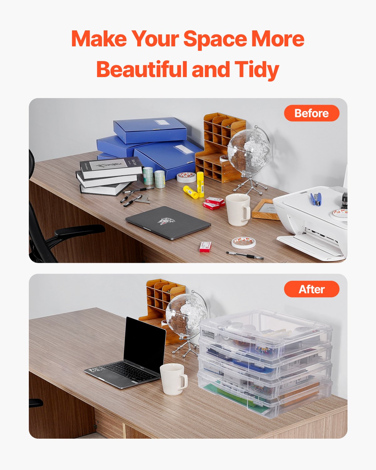 Storage Boxes: Scrapbook Paper Storage 4 Pack Stackable Plastic Board Game Boxes Clear Case