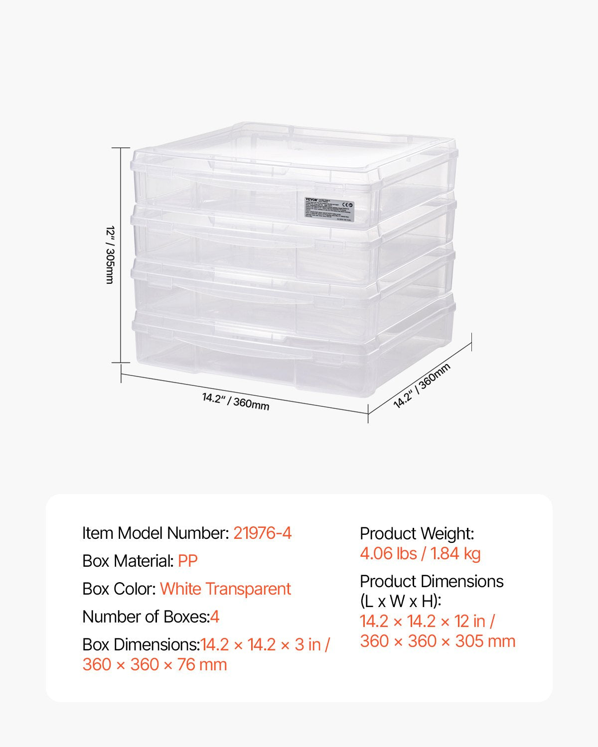 Storage Boxes: Scrapbook Paper Storage 4 Pack Stackable Plastic Board Game Boxes Clear Case