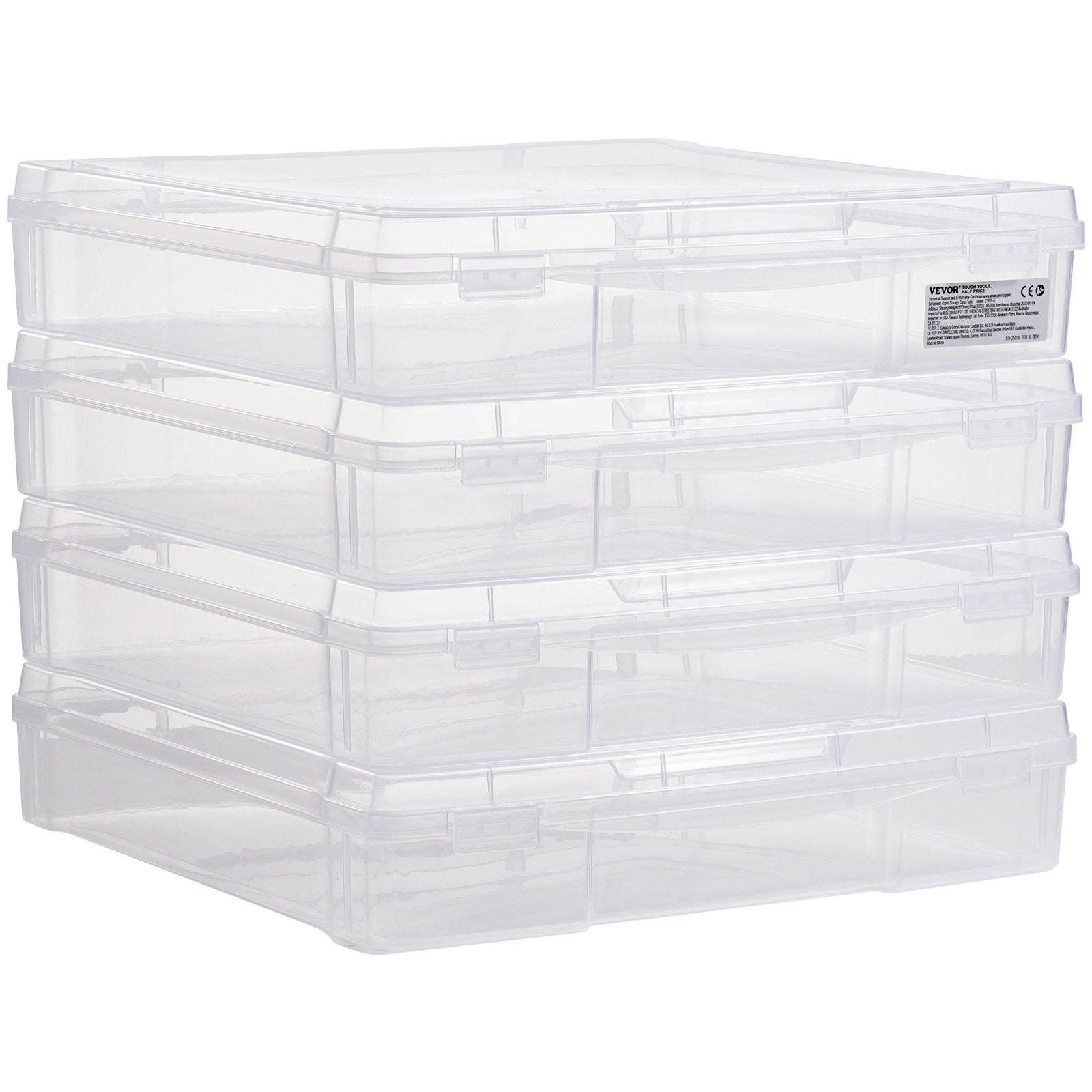 Storage Boxes: Scrapbook Paper Storage 4 Pack Stackable Plastic Board Game Boxes Clear Case