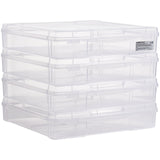 Storage Boxes: Scrapbook Paper Storage 4 Pack Stackable Plastic Board Game Boxes Clear Case