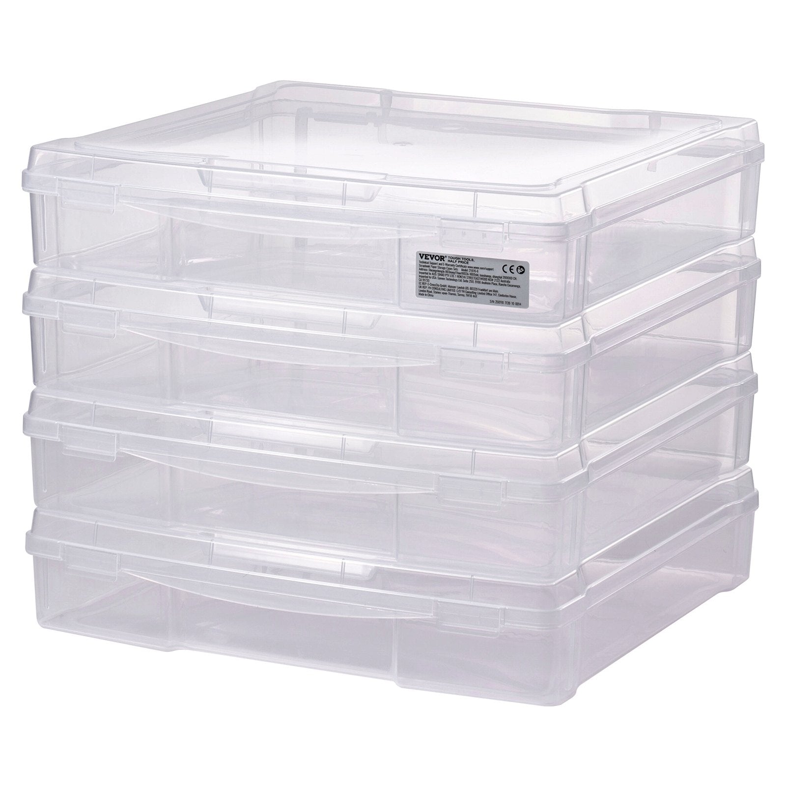 Storage Boxes: Scrapbook Paper Storage 4 Pack Stackable Plastic Board Game Boxes Clear Case
