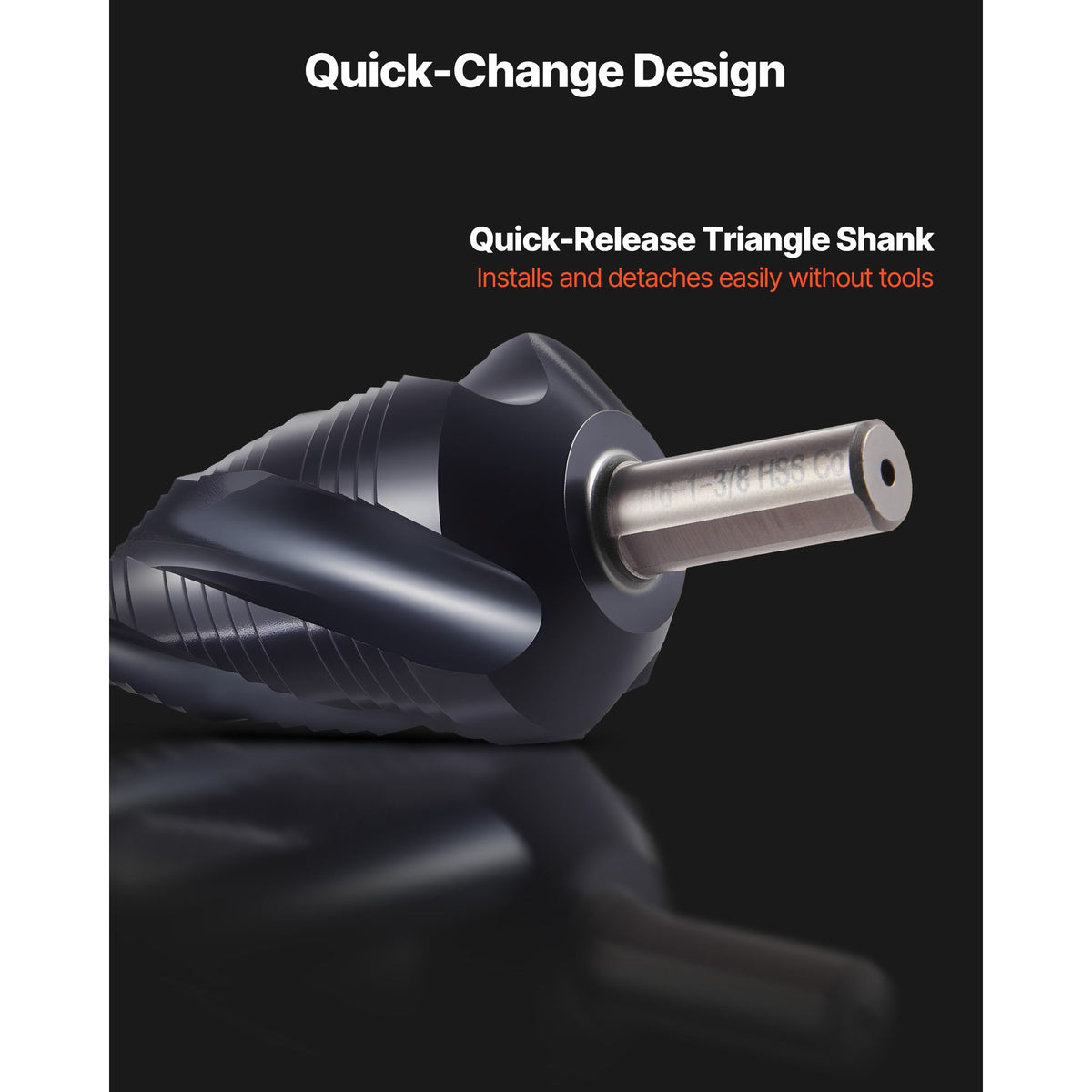 Step Drill Bit, 4.76 to 34.93 mm, 9.53 mm Triangular Shank, TiAlN Coating Cobalt High Speed Steel, Four Spiral Flute Step Bit for Metal, Stainless Steel, Aluminum, Wood, Plastic, Fiberglass