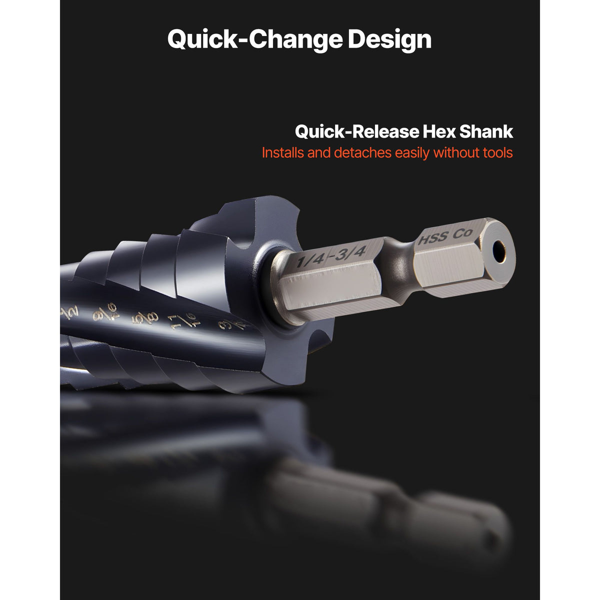 Step Drill Bit Set, 3.2 - 22.2 mm, 3 Pieces Step Drill Bits, 6.35 mm Hex Shank, TiAlN Coating Cobalt HSS High Speed Steel, for Metal, Stainless Steel, Aluminum, Wood, Plastic, Fiberglass