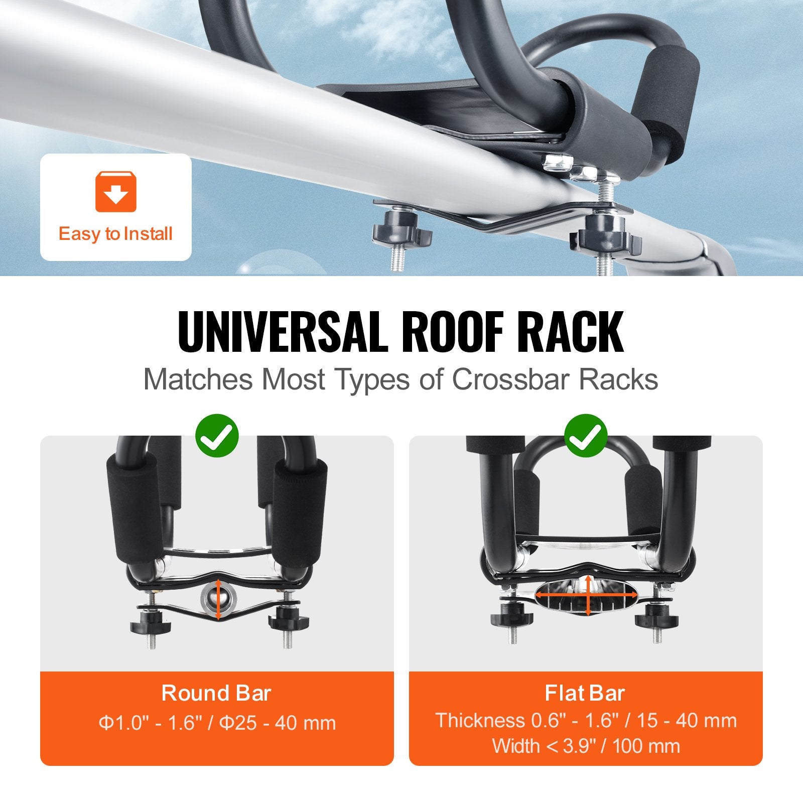 Bicycle Stands & Storage: VEVOR Kayak Roof Rack 2 Pairs J-Bar, Soft Roof Rack, Top Mount Tie Down, Carrier for kayak, Surf Board, Canoe, SUP, Ski Board, Mount on Car, SUV, Truck, 2 Kayaks