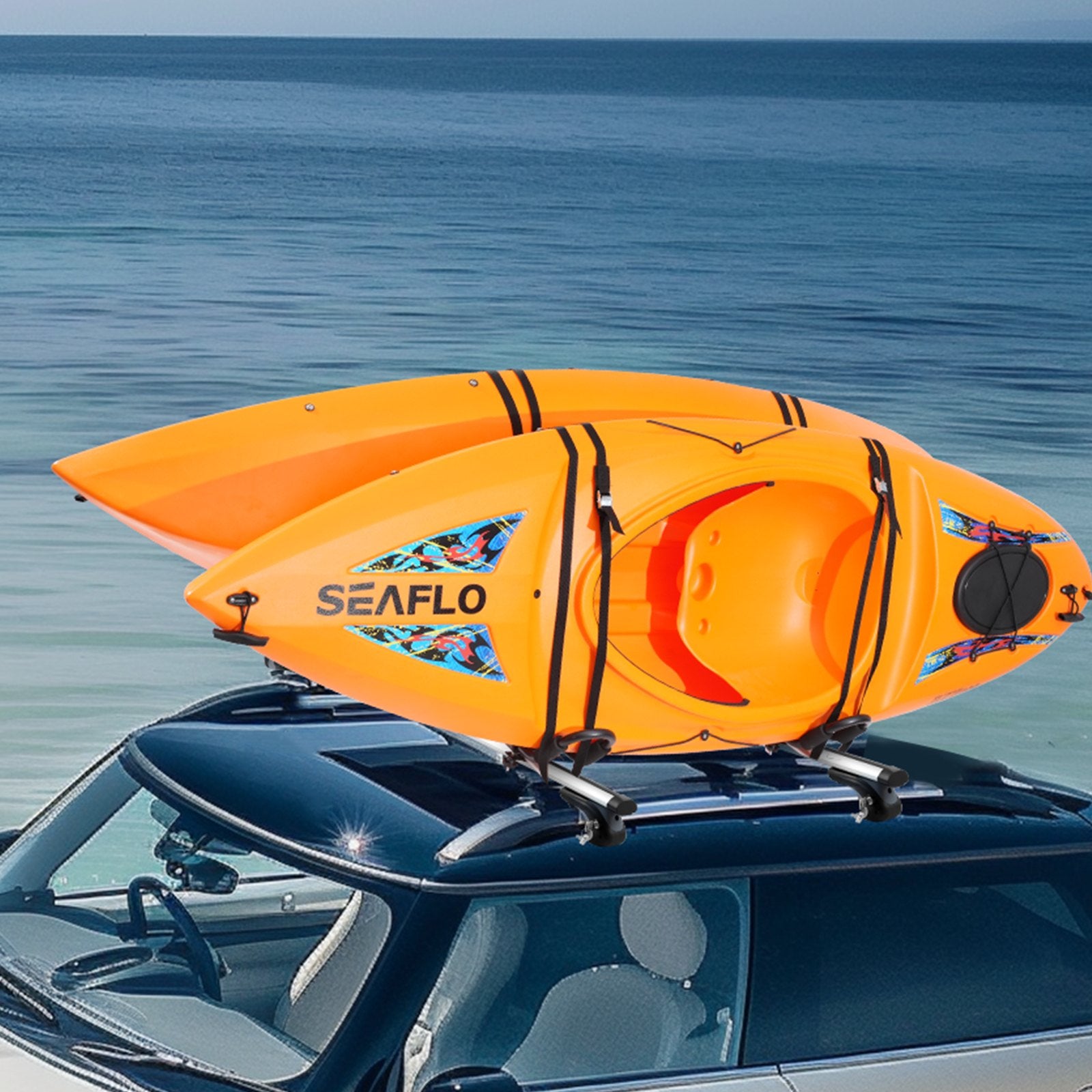 Bicycle Stands & Storage: VEVOR Kayak Roof Rack 2 Pairs J-Bar, Soft Roof Rack, Top Mount Tie Down, Carrier for kayak, Surf Board, Canoe, SUP, Ski Board, Mount on Car, SUV, Truck, 2 Kayaks