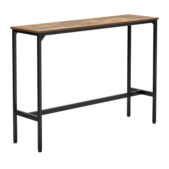 VEVOR Bar Table, Sturdy Metal Frame High Top Pub Table, Narrow Long Kitchen Dining, Cocktail Counter Bar Height Desk, Easy to Assemble, 55x15x39 in, for Living Room Party, Rustic Brown and Black
