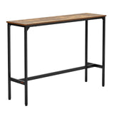 VEVOR Bar Table, Sturdy Metal Frame High Top Pub Table, Narrow Long Kitchen Dining, Cocktail Counter Bar Height Desk, Easy to Assemble, 55x15x39 in, for Living Room Party, Rustic Brown and Black