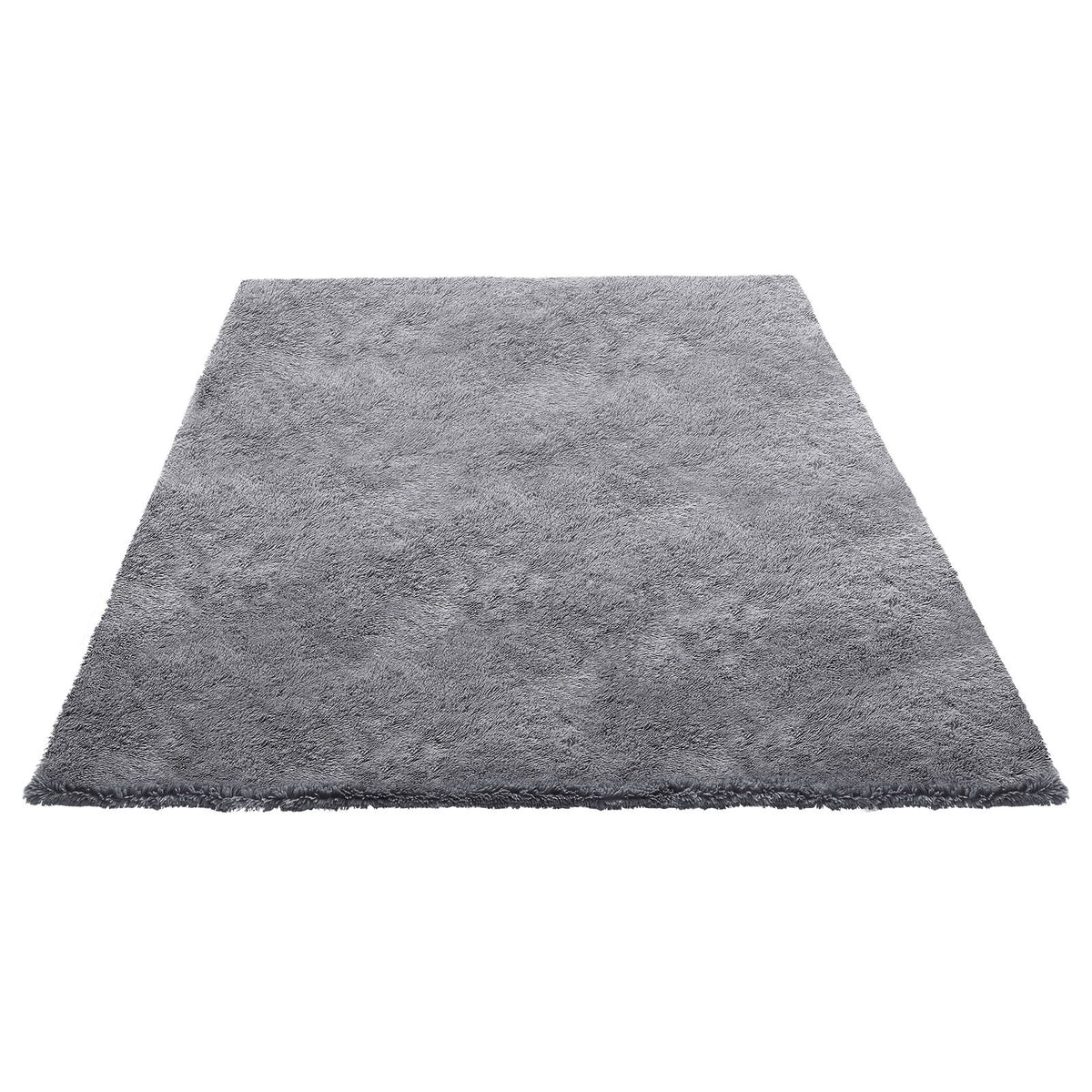 Indoor Plush Area Rugs, 2.44 x 3.05m Soft Plush Carpet, Furry Shag Area Rugs for Living Room, Bedroom, Sunroom, Modern Home Decor Aesthetic, Non-Shedding, Non-Woven, Slip-Resistant, Smoke Gray