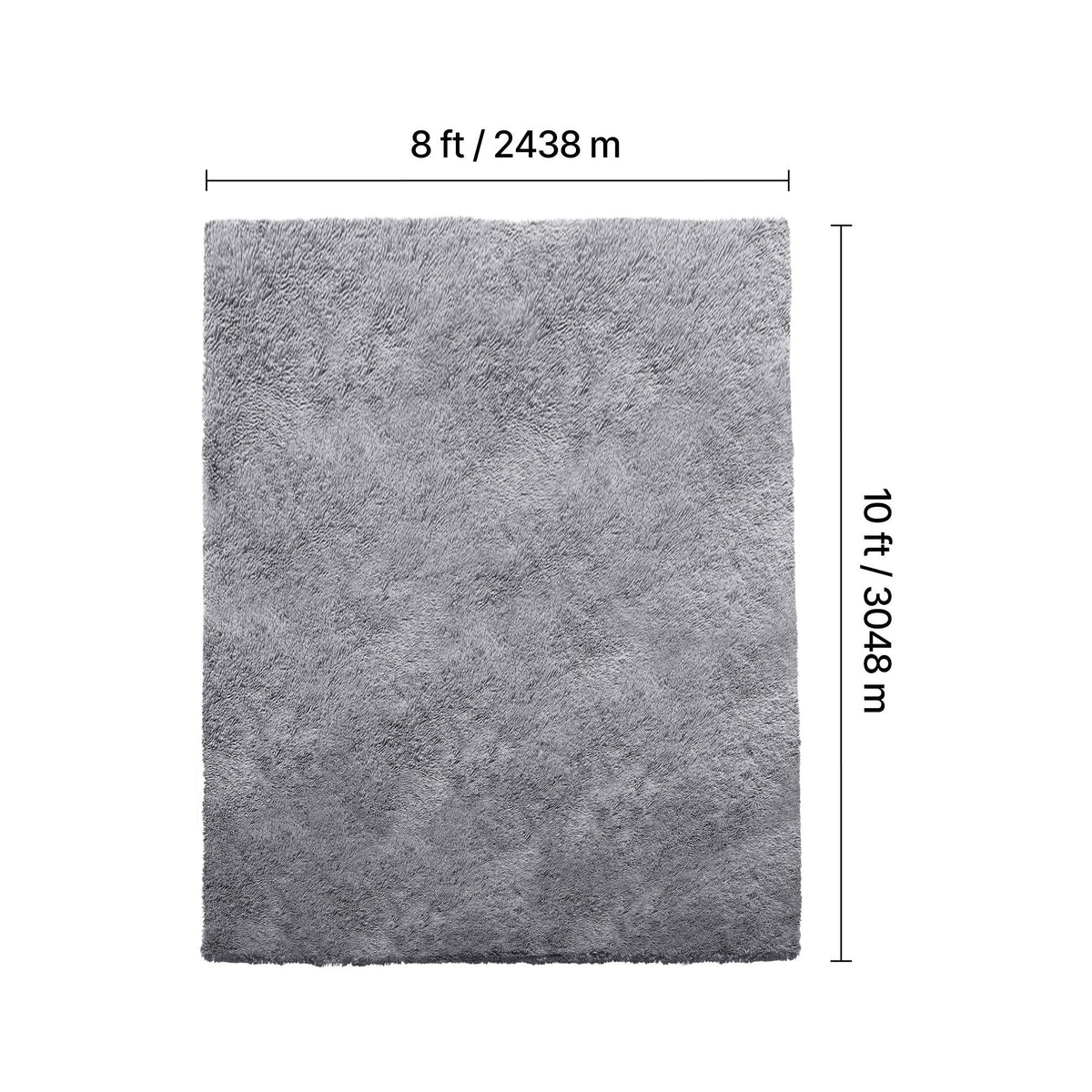 Indoor Plush Area Rugs, 2.44 x 3.05m Soft Plush Carpet, Furry Shag Area Rugs for Living Room, Bedroom, Sunroom, Modern Home Decor Aesthetic, Non-Shedding, Non-Woven, Slip-Resistant, Smoke Gray