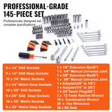 Automotive Repair & Speciality Tools: VEVOR Mechanics Tool Set and Socket Set 1/4in 3/8in Drive 145 Pcs SAE and Metric