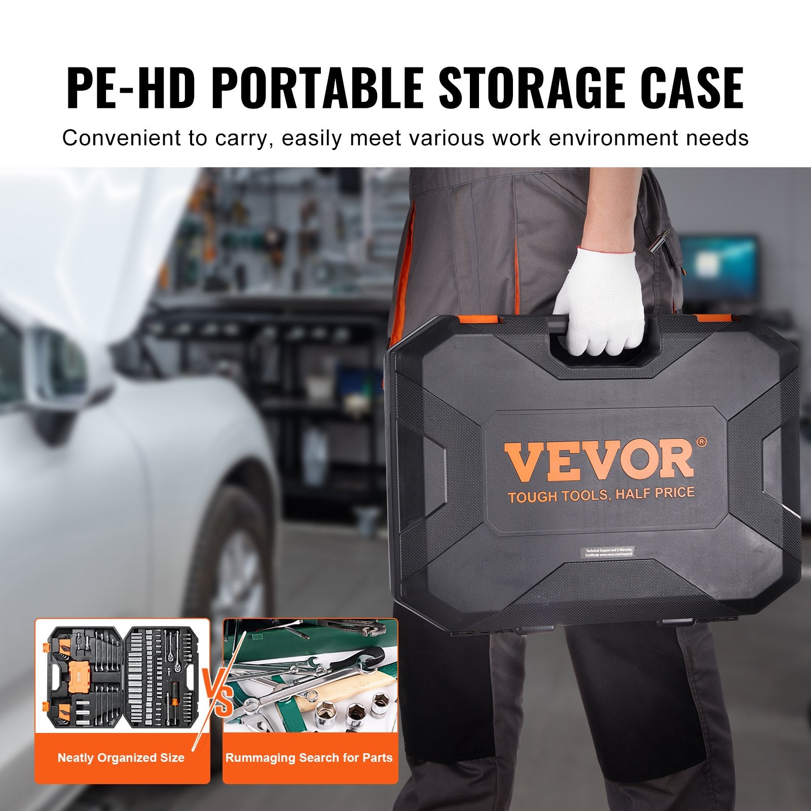 Automotive Repair & Speciality Tools: VEVOR Mechanics Tool Set and Socket Set 1/4in 3/8in Drive 145 Pcs SAE and Metric