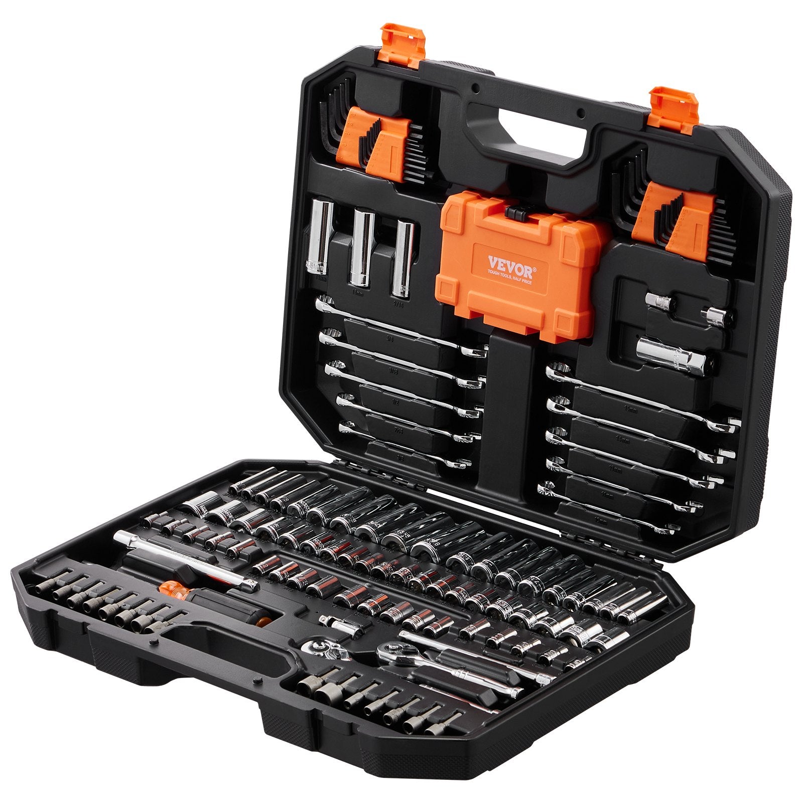 Automotive Repair & Speciality Tools: VEVOR Mechanics Tool Set and Socket Set 1/4in 3/8in Drive 145 Pcs SAE and Metric