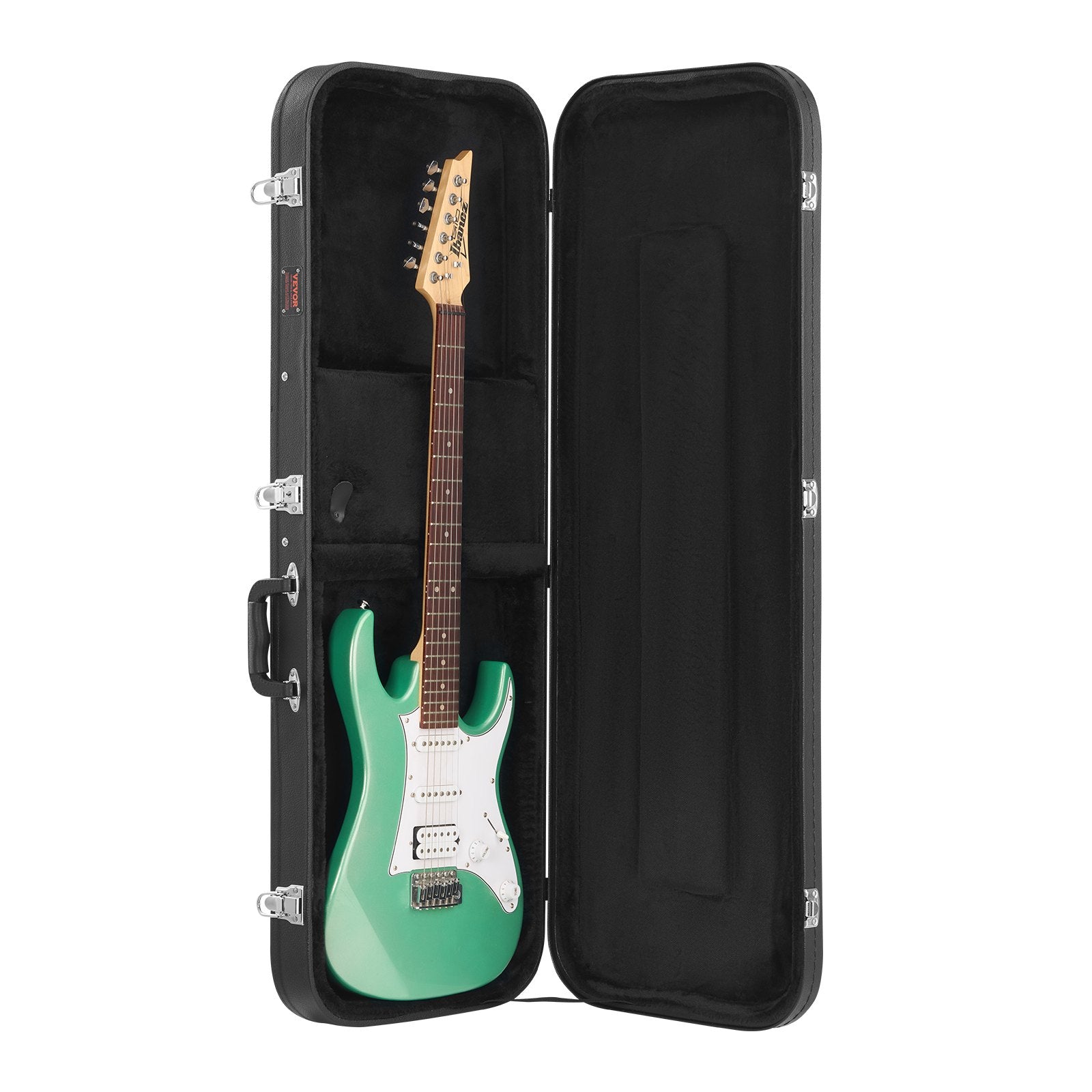 Guitars: VEVOR Electric Guitar Hard Case, 1095 mm Rectangular Guitar Hard Case, With Lock Latch Keys Handle, PVC Padding Soft Lining Water-Resistant Hard Shell Guitar Cases, for 990 mm Electric Guitars, Black
