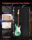 Guitars: VEVOR Electric Guitar Hard Case, 1095 mm Rectangular Guitar Hard Case, With Lock Latch Keys Handle, PVC Padding Soft Lining Water-Resistant Hard Shell Guitar Cases, for 990 mm Electric Guitars, Black